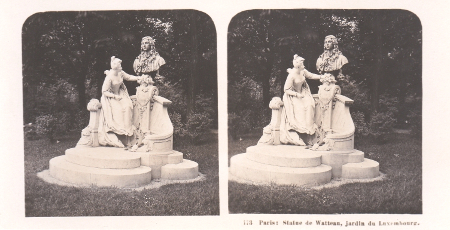 Watteau statue, stereoscopic