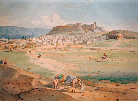 Ludwig Lange, Athen und die Akropolis von Nordwesten, 1836